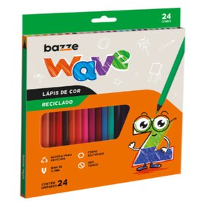 Lápis De Cor Wave Mini Reciclado 24 Cores Bazze