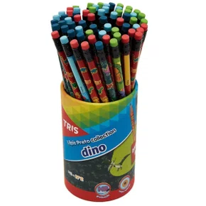 Lápis Grafite Preto HB Nº2 com Borracha Sortido Dinossauro Tris
