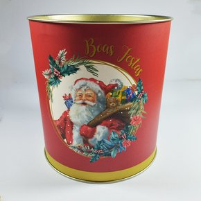 Lata Para Panetone 500g Vermelho Papai Noel Natalino Cromus