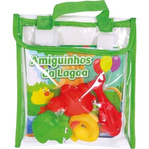 Livro Banho Amiguinhos Da Lagoa C/ Peixe/Pato/Tartaruga/Sapo Todo Livro