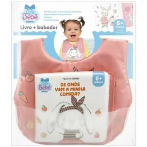 Livro De Banho + Babador De Onde Vem A Minha Comida? Rosa Todolivro