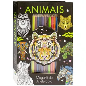 Livro Megakit de Arteterapia Animais c/ 12 Lápis de Cor Todolivro