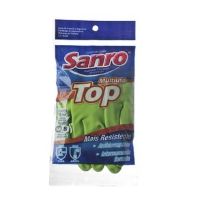 Luva Borracha Tam M Verde Par Top Sanro