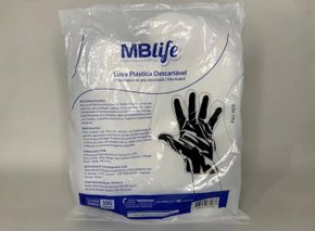 Luva Descartavel Plastica Mblife C/ 100 Un