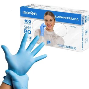Luva Vinil Nitrilica Azul Tam P Sem Po Medical Cx C/ 100 Un