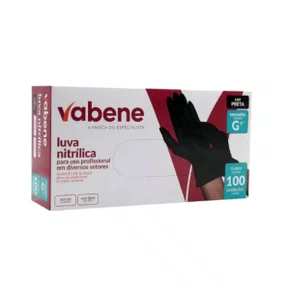 Luva Vinil Nitrílica Preta Tam G S/ Pó Vabene Caixa C/ 100un