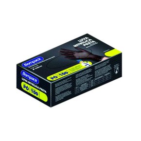 Luva Vinil Nitrílica Preta Tam M Sem Pó Bompack Caixa com 100 unidades