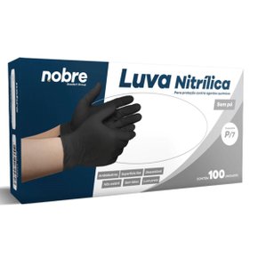Luva Vinil Nitrilica Preta Tam P S/ Amido Nobre Cx C/