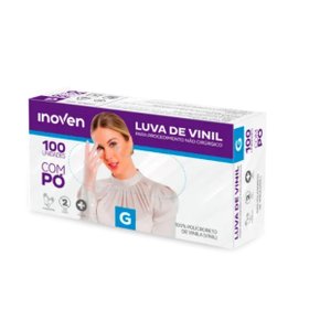 Luva Vinil Tam G C/ Po Talge C/ 100 Un