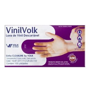 Luva Vinil Tam GG S/ Amido Volk C/ 100 Um