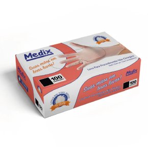 Luva Vinil Tam M C/ Po Medix C/ 100 Um
