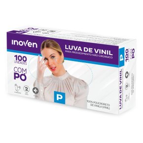 Luva Vinil Tam P S/ Po Transparente Inoven Cx C/ 100 Un