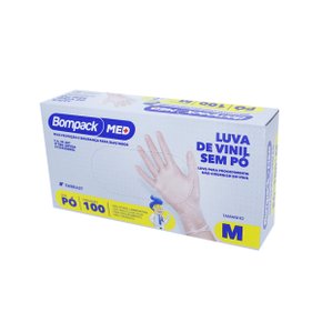Luva Vinil Tamanho M Sem Pó com 100un Bompack
