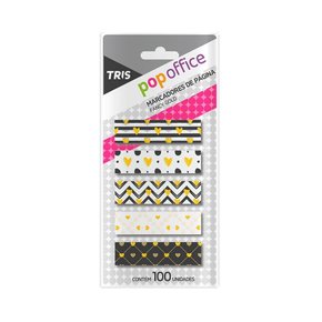 Marcador de Página Adesivo 5 Blocos Branco Fancy Gold Tris