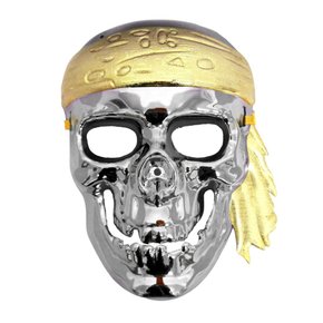 Máscara Caveira Pirata Dourado Halloween Importado