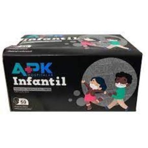 Máscara Descartável TNT Infantil Preta - Caixa com 50 Unidades