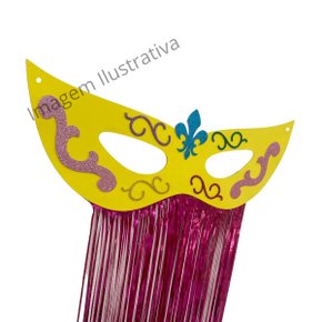 Mascara Grande Amarelo Eva Decoração com Metaloide Ref 165 Badulake