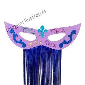 Mascara Grande Azul Eva Decoração com Metaloide Ref 165 Badulake