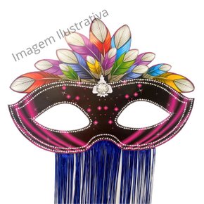 Mascara Grande Cartonada Decoração com Metaloide Ref 451 Badulake