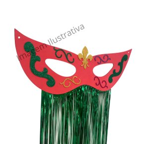 Mascara Grande Vermelho Eva Decoração com Metaloide Ref 165 Badulake