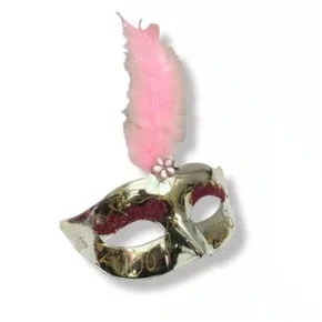 Máscara Metalizada Lisa C/ Pena Cores Ref 6801