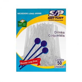 Mexedor Long Drink Cristal C/50 Unidades Sert Plast