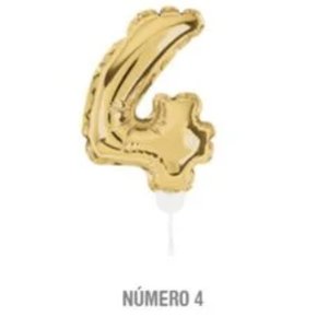 Mini Balão Topo Bolo N. 4 Ouro Cromus