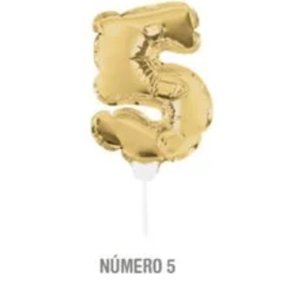 Mini Balão Topo Bolo N. 5 Ouro Cromus