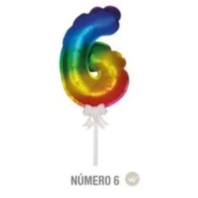 Mini Balão Topo Bolo N. 6 Tie Dye Cromus