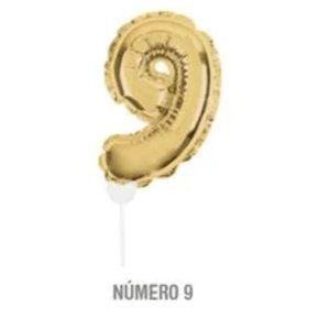 Mini Balão Topo Bolo N. 9 Ouro Cromus