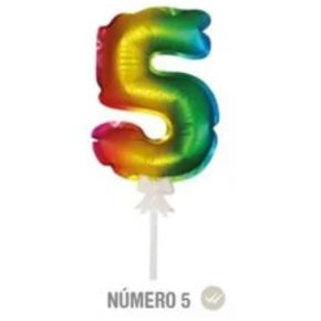 Mini Balão Topo Bolo Nº 5 Tie Dye Cromus