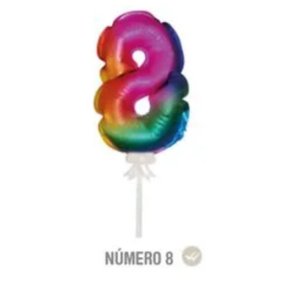 Mini Balão Topo Bolo Nº 8 Tie Dye Cromus