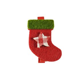 Mini Pregador Natalino 4,5cm com 3 Unidades Bota Papai Noel BR Decor