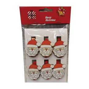 Pregador Natalino 5cm 6 Uni Papai Noel Branco Matsumoto