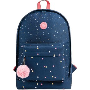 Mochila de Costas Azul e Poá Dots Academié Tilibra