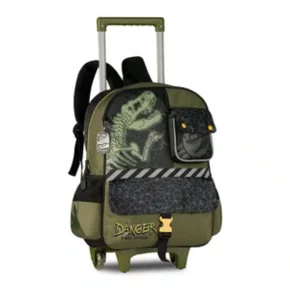 Mochila Escolar Com Roda Grande Verde T-Rex Ref. TX25026K Clio