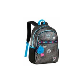 Mochila Escolar S/ Roda Gde Preta e Azul Brilho RB3213 Rebeca Bonbon Clio