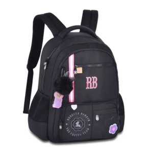 Mochila Escolar S/ Roda Gde Rebecca Bonbon Preta Ref RB24548 Clio
