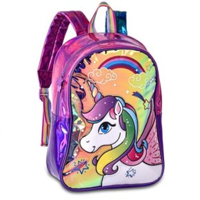 Mochila Escolar S/ Roda Gde Unicorcio Holografico UN3197J Clio