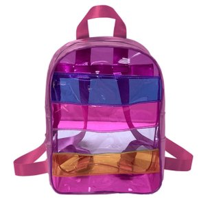 Mochila Escolar S/ Roda Peq Transparente Rosa R3144RS Breeze Dac