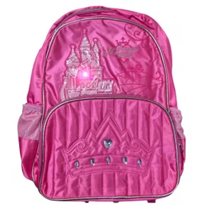 Mochila Escolar sem Roda Grande Pink com Luz Princesas Magicas Clio