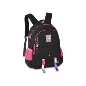 Mochila Escolar sem Roda Grande Preta e Pink Luluca Ref Lu24601 Clio