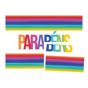 Painel Cartonado Parabéns Arco-Íris Regina