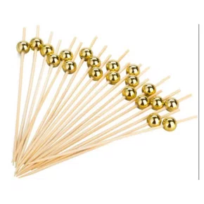 Palito Bambu Para Petisco 12 Cm Perola Ouro com 20 Unidades Silverplastic