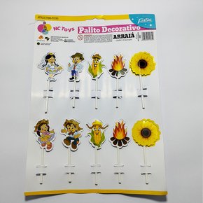 Palitos Decorativos Junino 10 Unidades Arraiá NC Toys