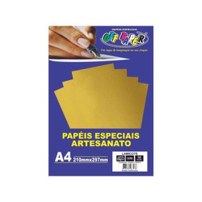 Papel Lamicote Ouro A-4 250g C/ 10 Folhas Off Paper