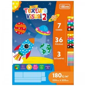 Papel Textura Visual Modelo 2 - 7 Cores 36fls 3 Estampas 230x320mm 180g Tilibra