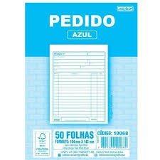 Pedido 1 Via 1/36 Azul 104x143mm S/ Copia 50fls Sdomingos Cod 10068