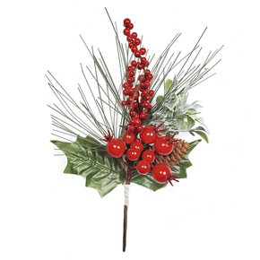 Pick Frutas Vermelhas Pinha e Folhas 24x14cm Matsumoto