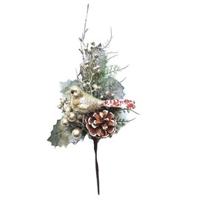 Pick Pássaro e Frutinhas Champagne 35cm Galhos Matsumoto